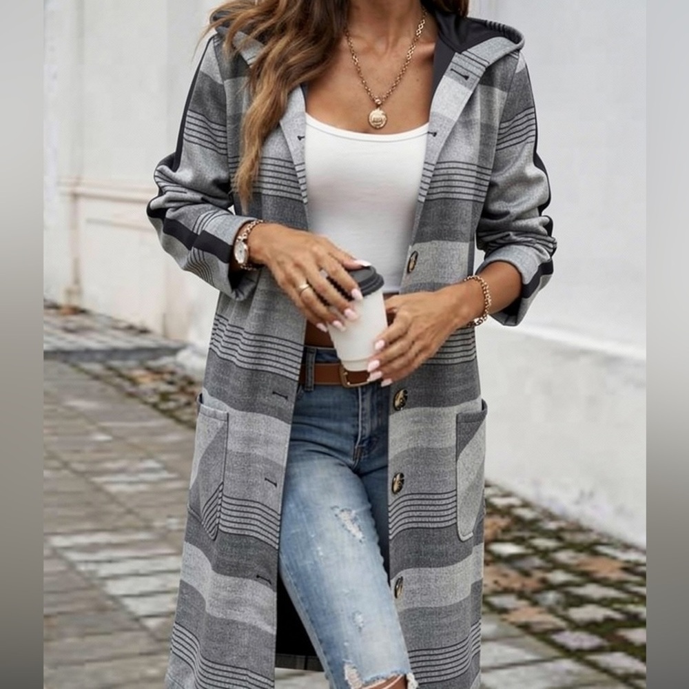 NWT Noir. Maxi Hooded Sweater Coat Duster
